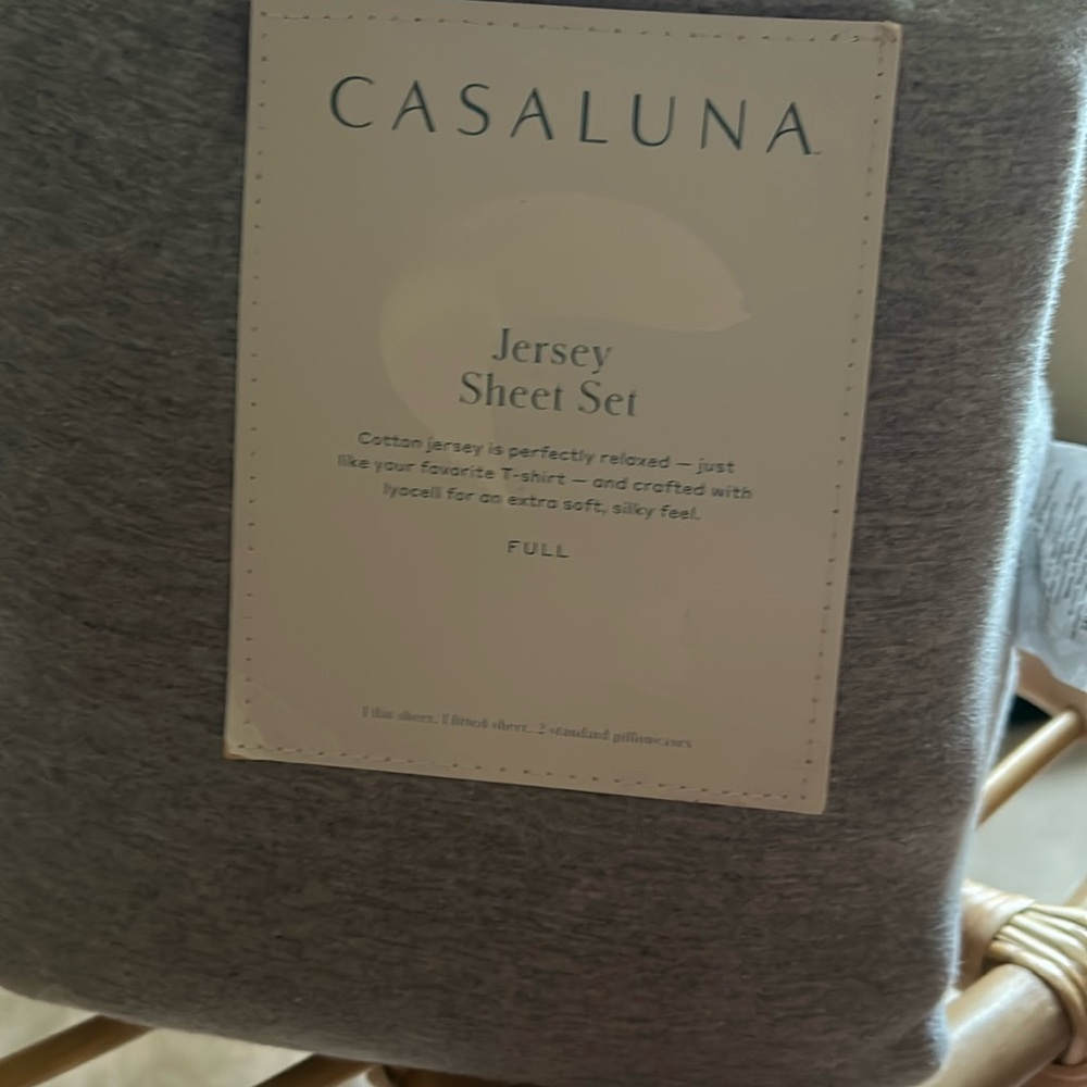 Casaluna Full Gray Jersey Sheet Set